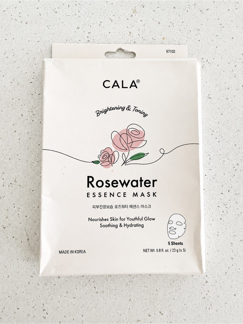 CALA Brightening & Toning Rosewater Essence Masks 5 Sheets NEW